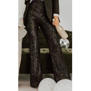 Vintage Glam Rock Beaded (Sequin) Silk Channel Pants - David Bowie Style, M